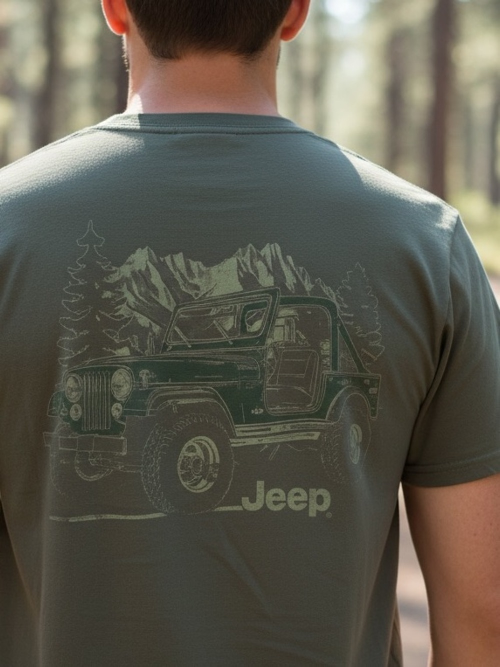 Jeep Men’s Graphic Short-Sleeve Tee T Shirt Unisex Olive Green